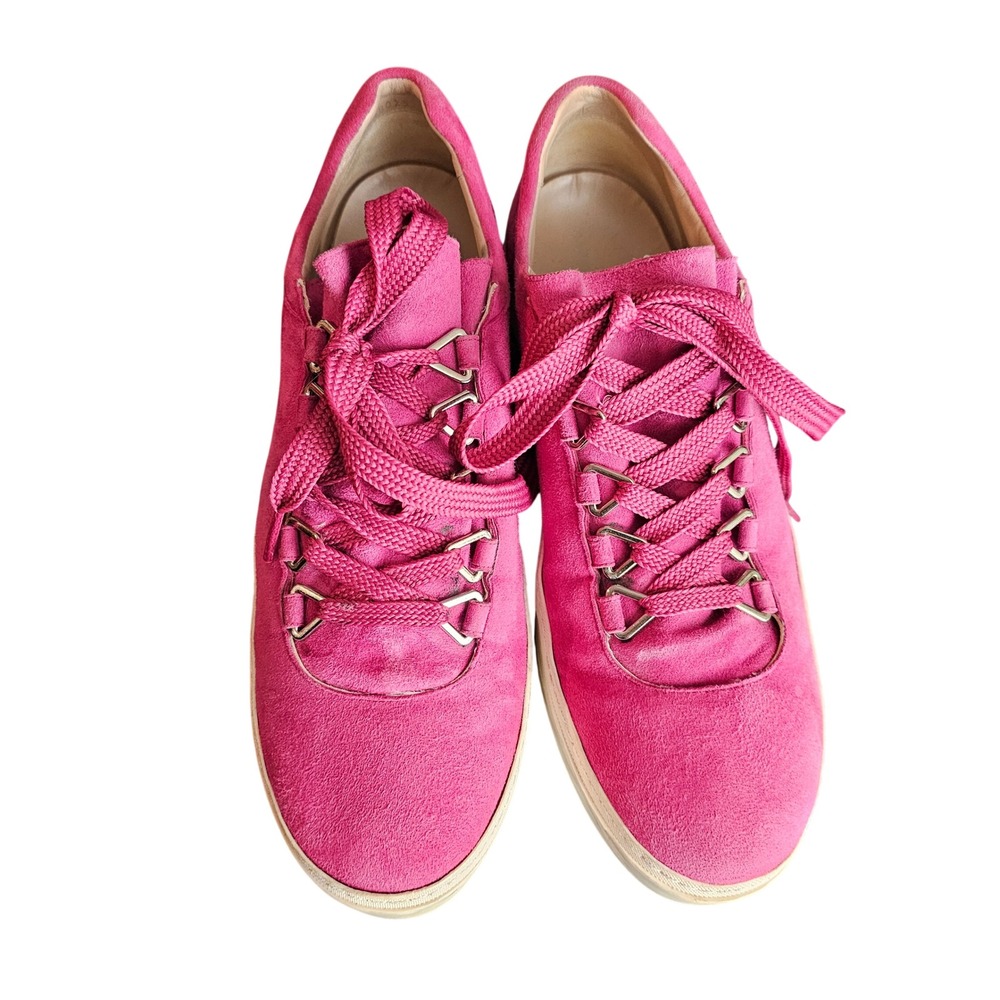 Stuart Weitzman Gaming Hot Pink Suede Sneakers Size 8.5 - Picture 3 of 12